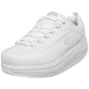 Skechers Shape Ups Sneakers Walking Toning Lace Up Leather White 9.5
